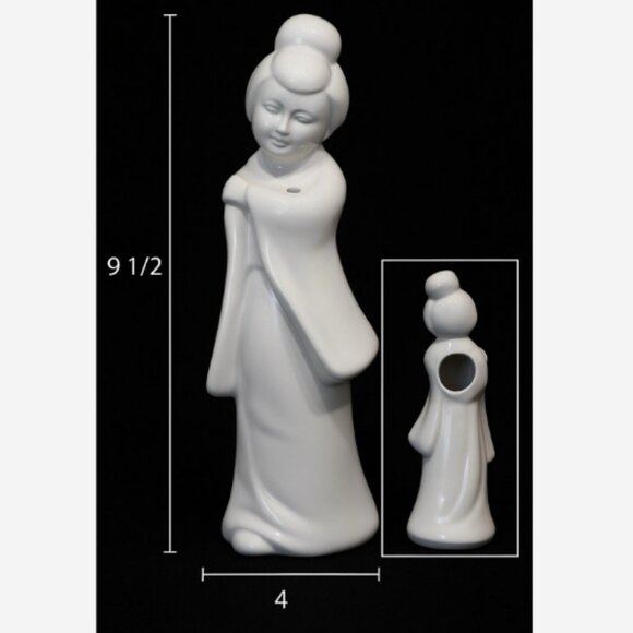 Vintage Benihana Tiki Mugs Pair Shogun & Geisha White Porcelain China 1970s - Picture 2 of 5